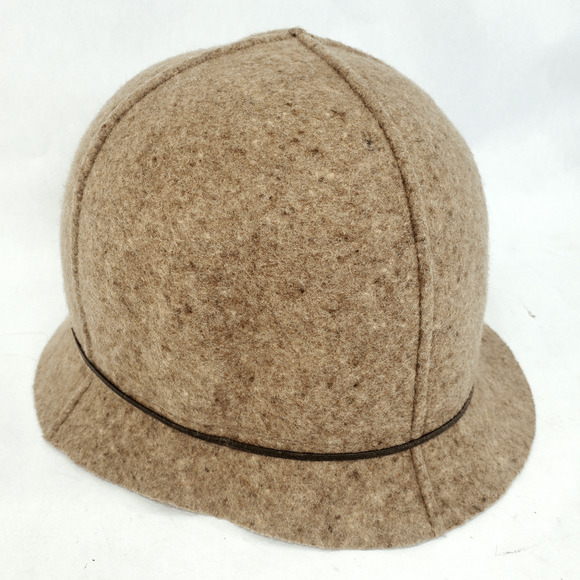 Alessandra Bacci Firenze Women's Hat Cloche Bucket Wool Blend Made in Italy Tan - Picture 2 of 5